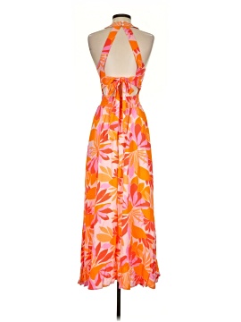 abel the label halter dress Anthropologie ABEL THE LABEL Blue Orange Floral Halter Maxi Long Dress Size S