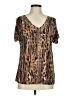 Boston Proper Animal Print Brown Short Sleeve Blouse Size M - photo 1