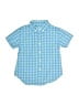 Crewcuts 100% Cotton Checkered-gingham Blue Short Sleeve Button-Down Shirt Size 2 - photo 1