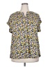 Dear Scarlett Floral Yellow Short Sleeve Blouse Size 2X - photo 1