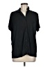 SKIMS Solid Black Short Sleeve Button-Down Shirt Size M - photo 1