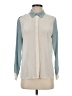 Pure Collection 100% Silk Color Block Ivory Long Sleeve Silk Top Size 4 - photo 1