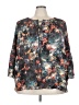 Boutique + 100% Polyester Floral Gray Teal 3/4 Sleeve Blouse Size 3X Plus - photo 1