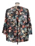 Boutique + 100% Polyester Floral Gray Teal 3/4 Sleeve Blouse Size 3X Plus - photo 2