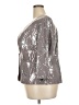 Alex Evenings Metallic Silver 3/4 Sleeve Blouse Size 20 - photo 5