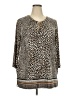 JM Collection Animal Print Brown 3/4 Sleeve Blouse Size 2X - photo 1