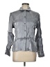 Requirements 100% Polyester Metallic Silver Long Sleeve Blouse Size 12 - photo 1