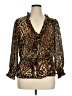 Zenobia 100% Polyester Animal Print Brown Long Sleeve Blouse Size XL - photo 1