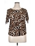 Espresso Animal Print Brown Short Sleeve Blouse Size XL - photo 1