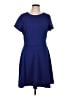 Elle Solid Blue Casual Dress Size L - photo 1