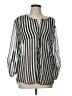Charlotte Russe Stripes Silver Long Sleeve Blouse Size L - photo 1