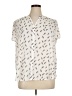 Monday Fun 100% Polyester Print Ivory Short Sleeve Blouse Size 1X - photo 1