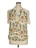 Tiny 100% Rayon Floral Ivory Short Sleeve Blouse Size XL - photo 1