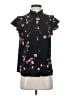CeCe Floral Black Short Sleeve Blouse Size S - photo 1
