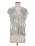 CeCe Metallic Silver Short Sleeve Top Size S - photo 1