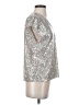 CeCe Metallic Silver Short Sleeve Top Size S - photo 4