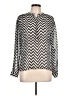 a.n.a. A New Approach Chevron-herringbone Silver Long Sleeve Blouse Size L - photo 1