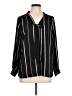 West Kei 100% Polyester Stripes Black Long Sleeve Blouse Size L - photo 1