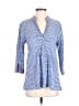 Roberta Roller Rabbit 100% Cotton Blue 3/4 Sleeve Button-Down Shirt Size M - photo 1