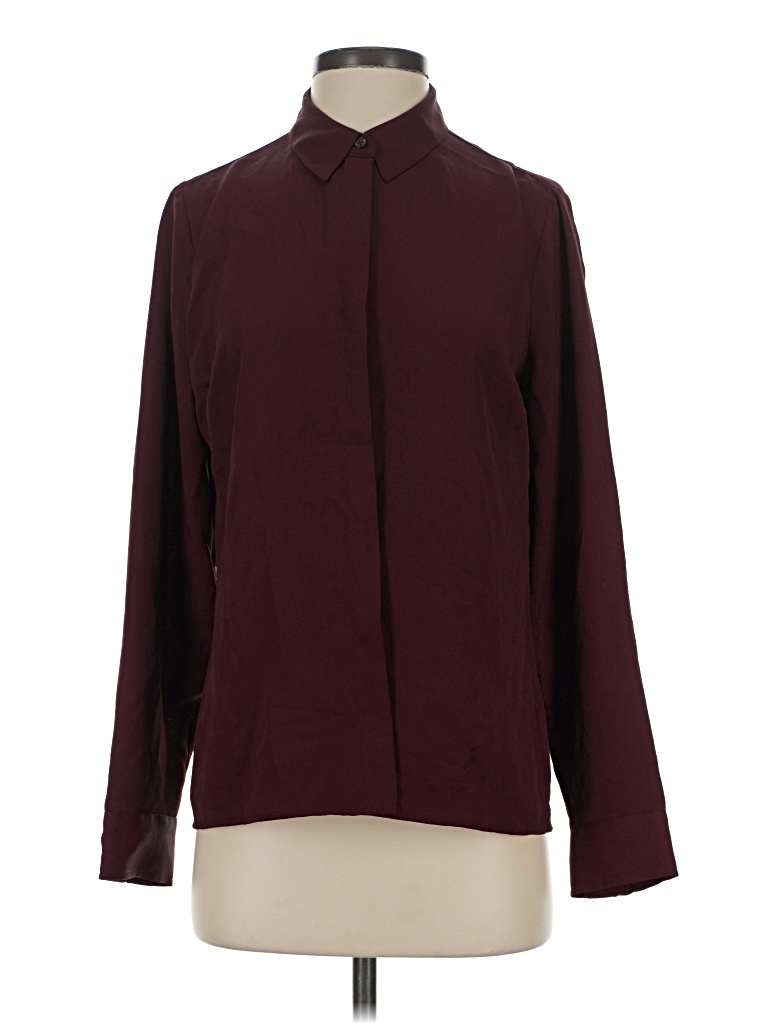 Pre-owned Express Long Sleeve Blouse In Burgundy
