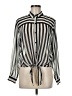 Forever 21 100% Polyester Stripes Silver Long Sleeve Blouse Size M - photo 1
