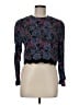 Karin Stevens 100% Rayon Paisley Multi Color Black Long Sleeve Top Size 8 - photo 1