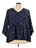 Bobeau 100% Polyester Blue 3/4 Sleeve Blouse Size 3X - photo 1