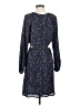 Aqua 100% Polyester Print Blue Casual Dress Size S - photo 2