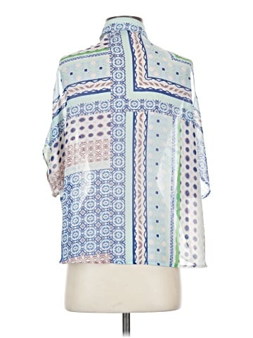 Aqua Short Sleeve Blouse (view 2)
