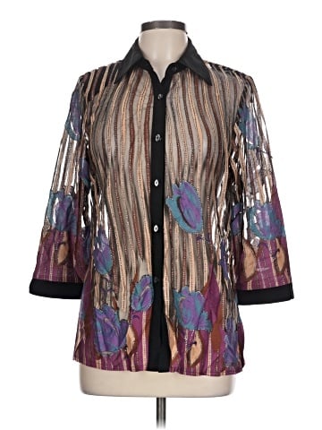 Rainbow 3/4 Sleeve Button-Down Shirt (view 1)