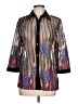 Rainbow Color Block Purple 3/4 Sleeve Button-Down Shirt Size L - photo 1