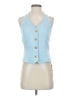 Commense Blue Sleeveless Button-Down Shirt Size S - photo 1