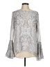 White House Black Market 100% Polyester Silver Long Sleeve Blouse Size 8 - photo 1