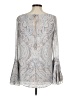 White House Black Market 100% Polyester Silver Long Sleeve Blouse Size 8 - photo 2