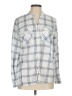 Eden & Olivia Plaid Silver Long Sleeve Button-Down Shirt Size M - photo 1