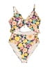 Hurley 100% Polyester Floral Yellow One Piece Swimsuit Size XL - photo 1