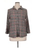 By Design Plaid Gray 3/4 Sleeve Button-Down Shirt Size XL - photo 1