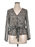 Roommates 100% Polyester Animal Print Gray Silver Long Sleeve Blouse Size XL - photo 1