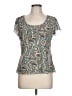 Cha Cha Vente Teal Short Sleeve Blouse Size L - photo 1