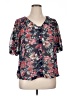 Skies Are Blue 100% Polyester Floral Blue Short Sleeve Blouse Size XL - photo 1