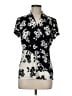DKNY Floral Black Short Sleeve Blouse Size M - photo 1