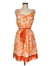 Elle 100% Polyester Print Orange Cocktail Dress Size M - photo 1