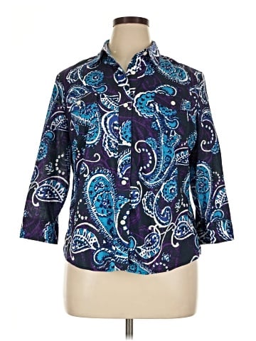 Jones New York Signature 3/4 Sleeve Button-Down Shirt (view 1)
