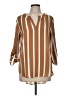 Cato 100% Polyester Stripes Brown 3/4 Sleeve Blouse Size M - photo 1