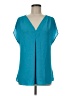 INC International Concepts 100% Polyester Teal Short Sleeve Blouse Size M - photo 1