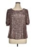 Cable & Gauge Metallic Silver Short Sleeve Blouse Size XL - photo 1