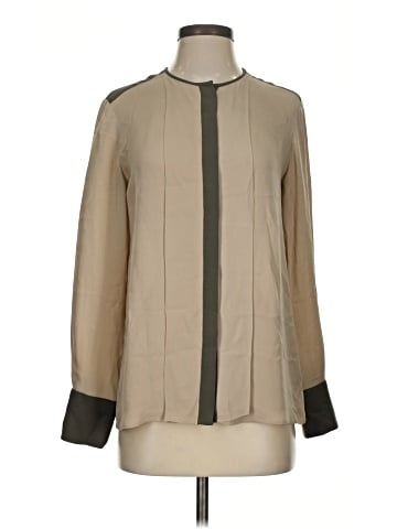 Theory Long Sleeve Silk Top (view 1)