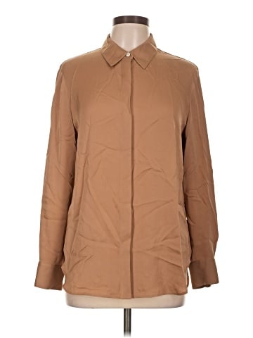 Theory Long Sleeve Silk Top (view 1)