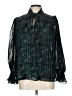 Calligraphie 100% Polyester Green Long Sleeve Blouse Size L - photo 1