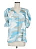 DKNY 100% Polyester Camo Blue Short Sleeve Blouse Size M - photo 1